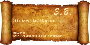 Siskovits Barna névjegykártya
